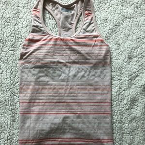 Athleta Pink & Coral Striped Tank Top